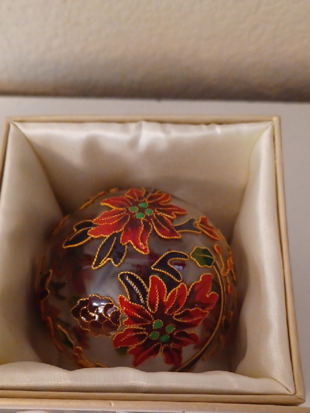 Pier 1 Glass Ornament Poinsettia Christmas